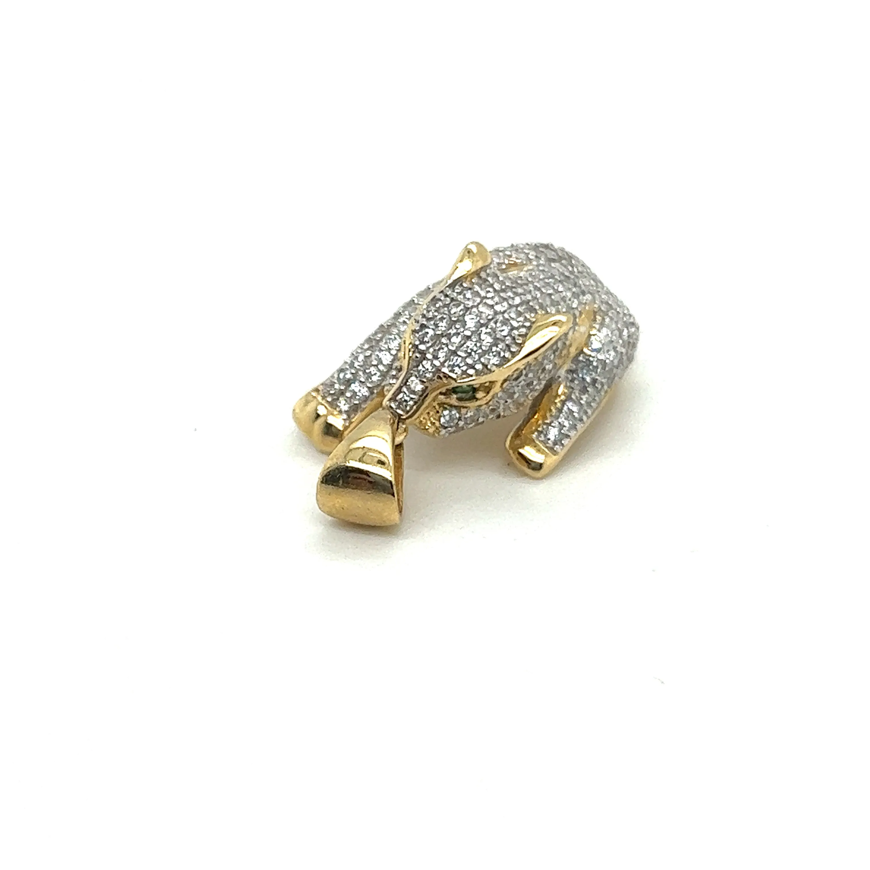 Yellow Gold Panther Look Pendant With White Sapphire